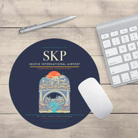 Thumbnail for Skopje International Airport SKP Mouse-Pad Round - Navy Blue