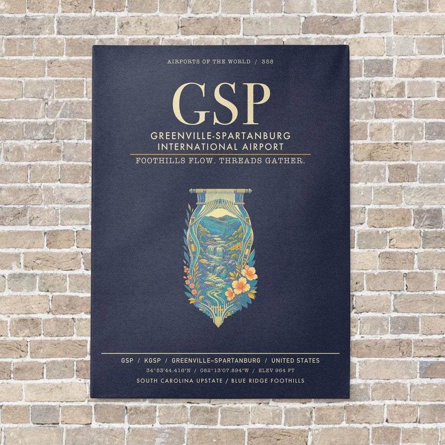 Greenville-Spartanburg International Airport GSP - Canvas Framed - Navy Blue