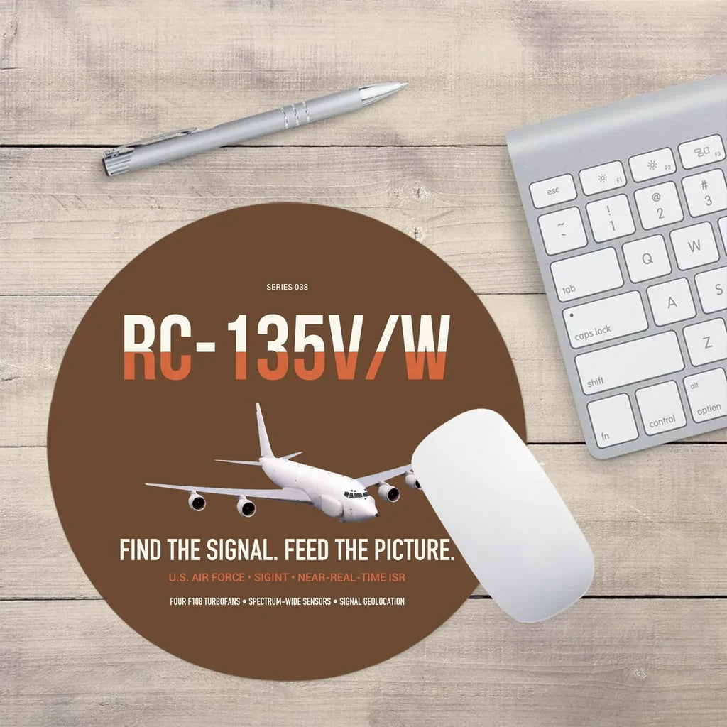 RC-135V W Rivet Joint design on brown round mouse pad