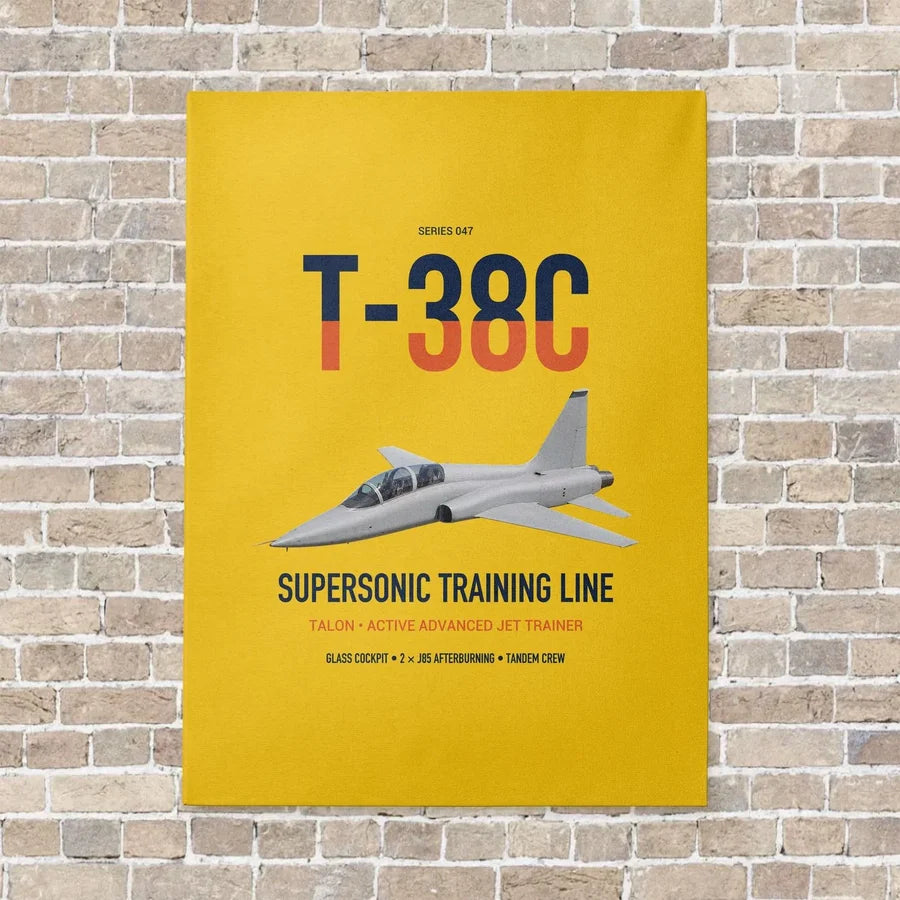 T-38C Talon vertical canvas print - no frame - yellow background