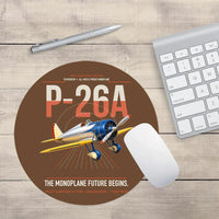 Thumbnail for Boeing P-26A Peashooter design on brown round mouse pad