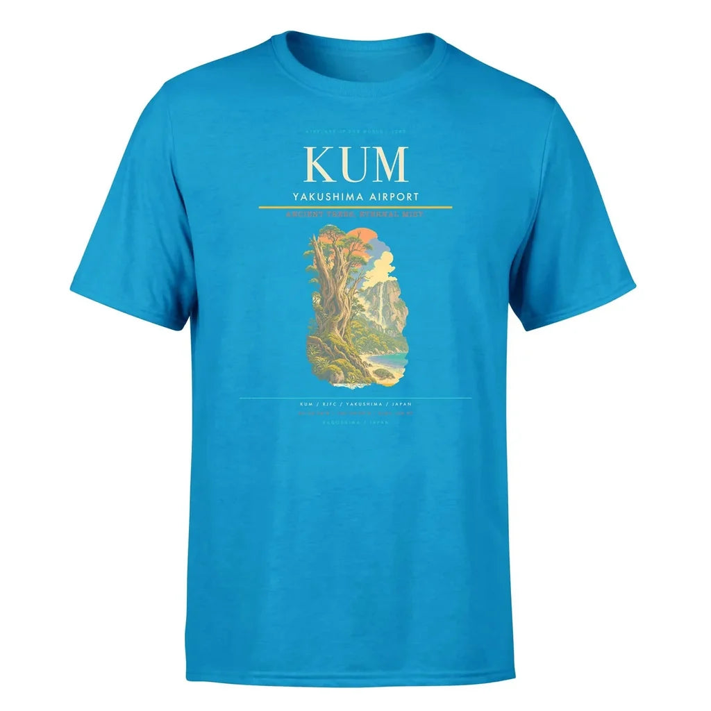 Yakushima Airport (KUM) T-Shirt single-side front print in Turquoise | yakushima-airport-kum-double-side-t-shirt