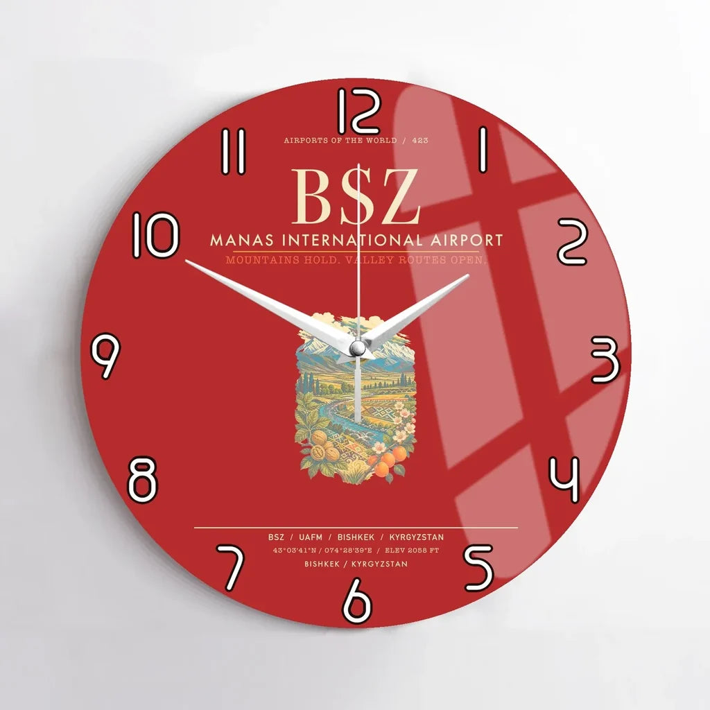 Manas International Airport Bishkek BSZ Wall-Clock No-Frame - Red