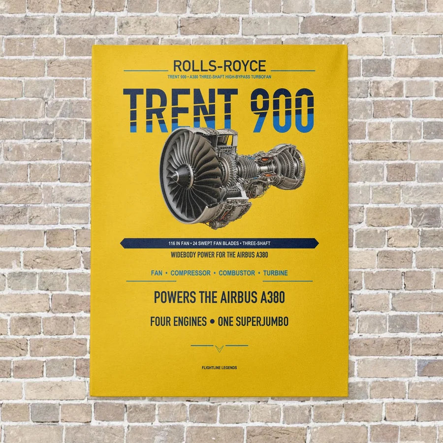 TRENT 900 vertical canvas print - no frame - yellow background