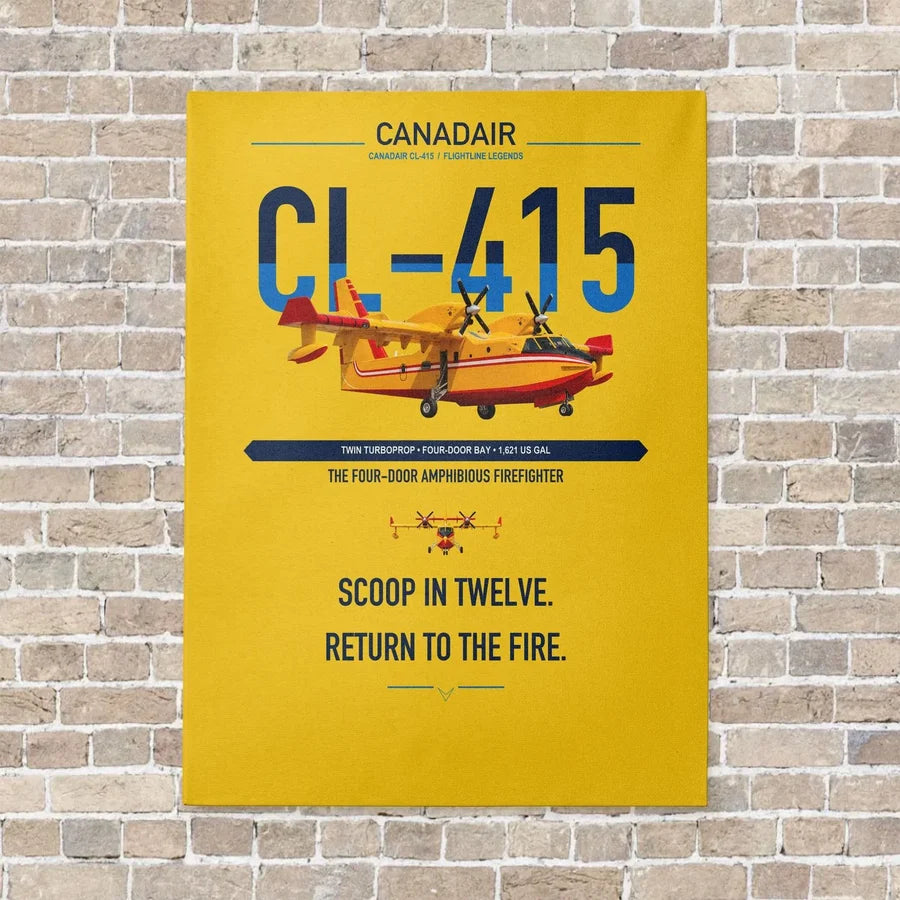 Canadair CL-415 vertical canvas print - no frame - yellow background
