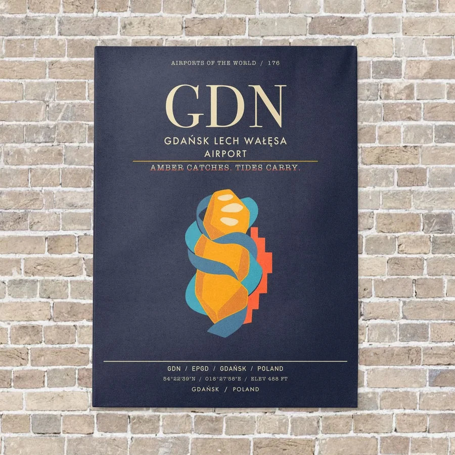 Gdansk Lech Waesa Airport GDN - Canvas Framed - Navy Blue