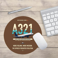 Thumbnail for Airbus A321P2F design on brown round mouse pad