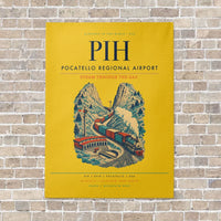 Thumbnail for Pocatello Regional Airport PIH vertical canvas print - no frame - yellow background
