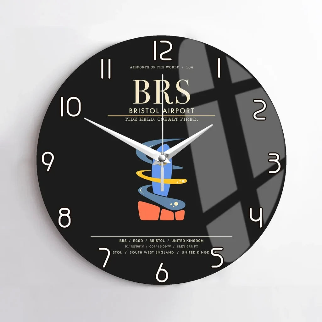Bristol Airport BRS Wall-Clock No-Frame - Black