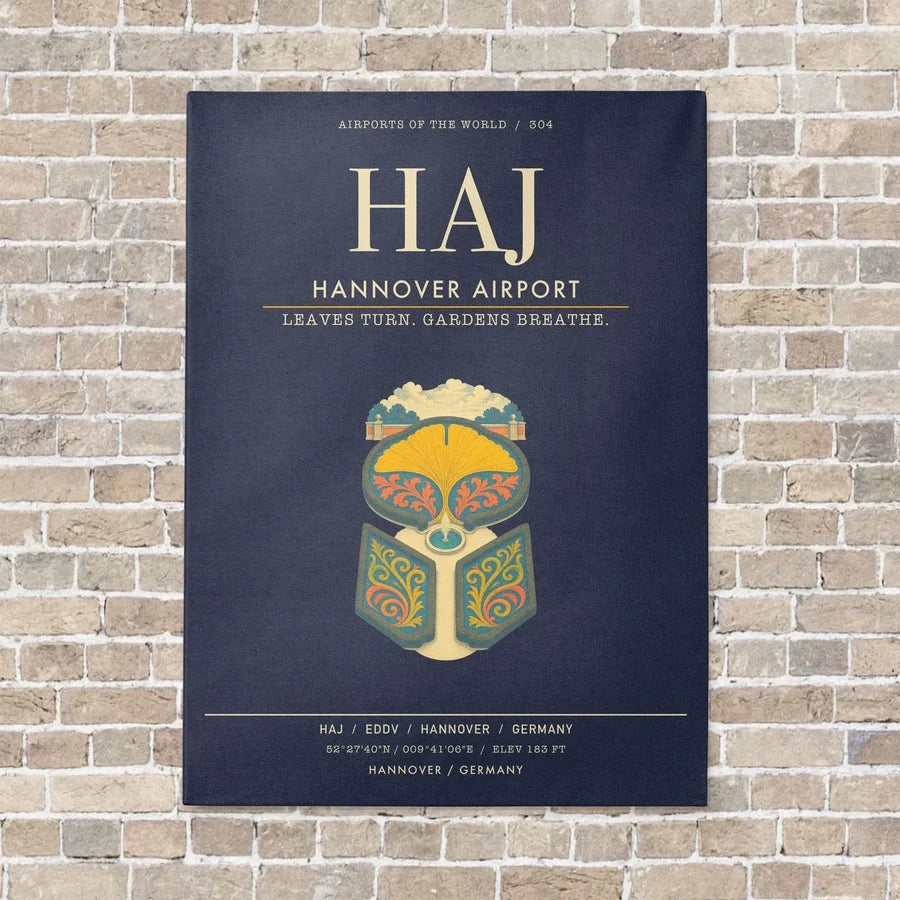 Hannover Airport HAJ - Canvas Framed - Navy Blue