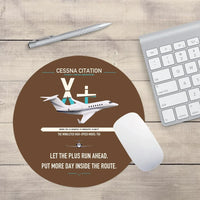 Thumbnail for Cessna Citation X+ design on brown round mouse pad