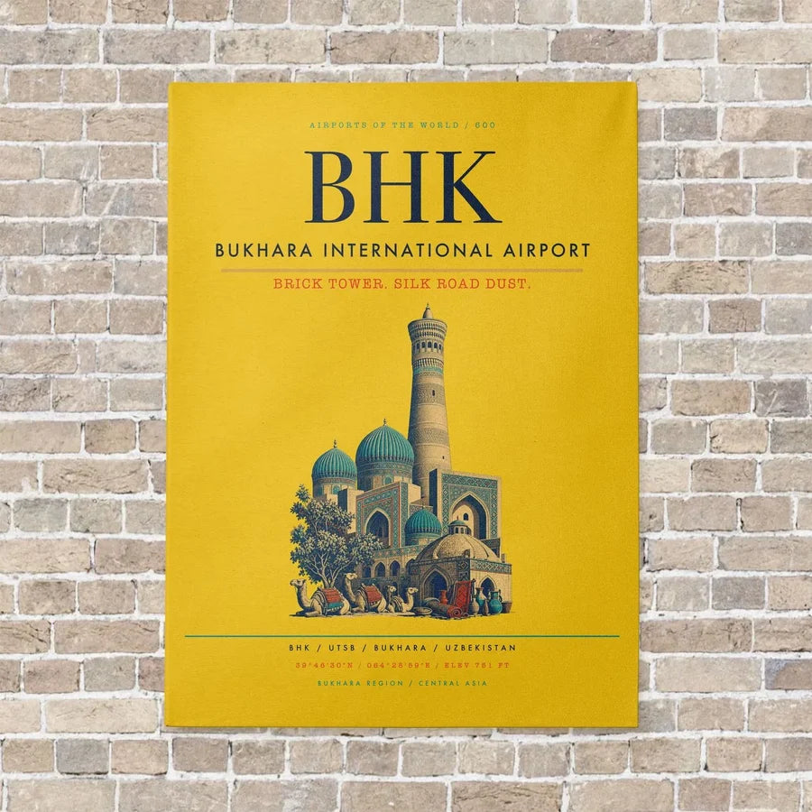 Bukhara International Airport BHK - Canvas No Frame - Yellow