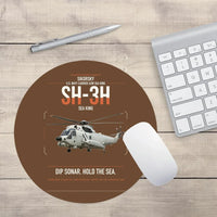 Thumbnail for Sikorsky SH-3H Sea King design on brown round mouse pad