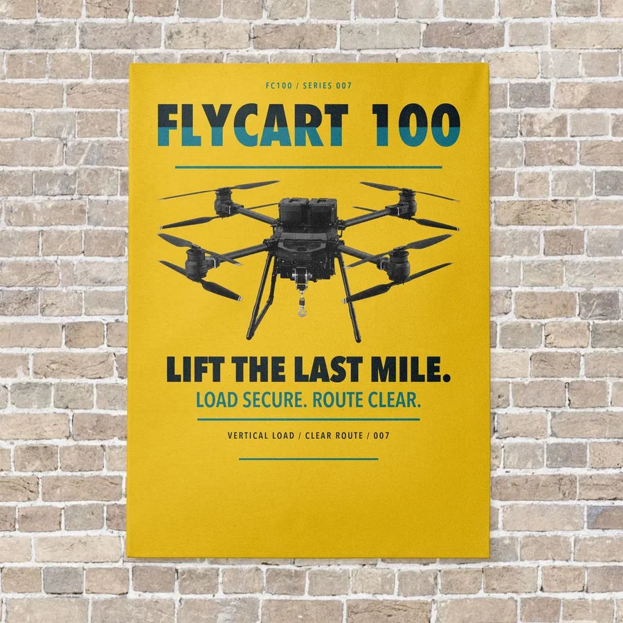 DJI FlyCart 100 vertical canvas print - no frame - yellow background