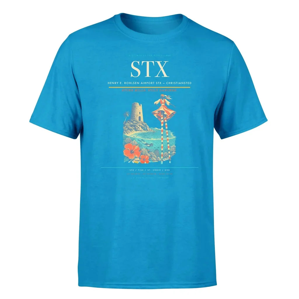 Henry E. Rohlsen Airport (STX) T-Shirt single-side front print in Turquoise | henry-e-rohlsen-airport-stx-double-side-t-shirt