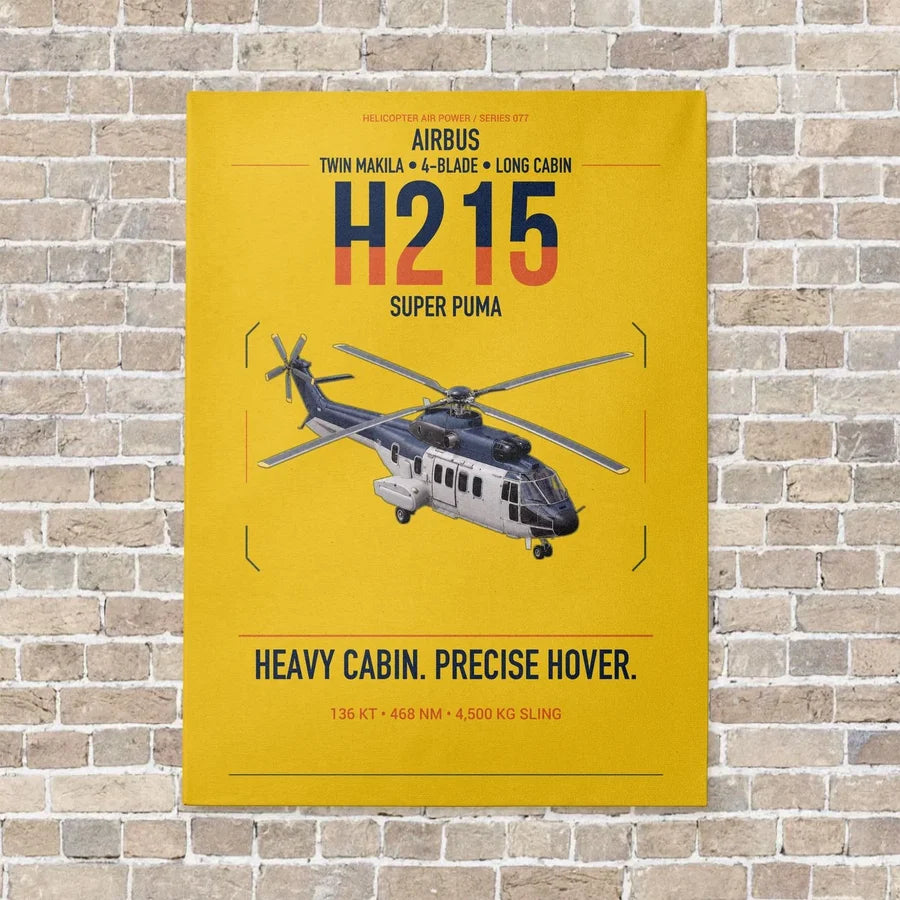 Airbus H215 vertical canvas print - no frame - yellow background