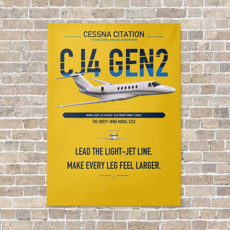 Cessna Citation CJ4 Gen2 vertical canvas print - no frame - yellow background