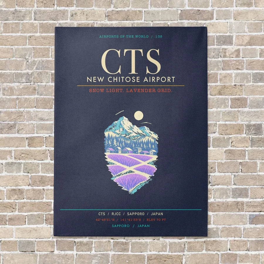 New Chitose Airport Sapporo CTS - Canvas Framed - Navy Blue