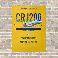 Thumbnail for Bombardier CRJ200 vertical canvas print - no frame - yellow background