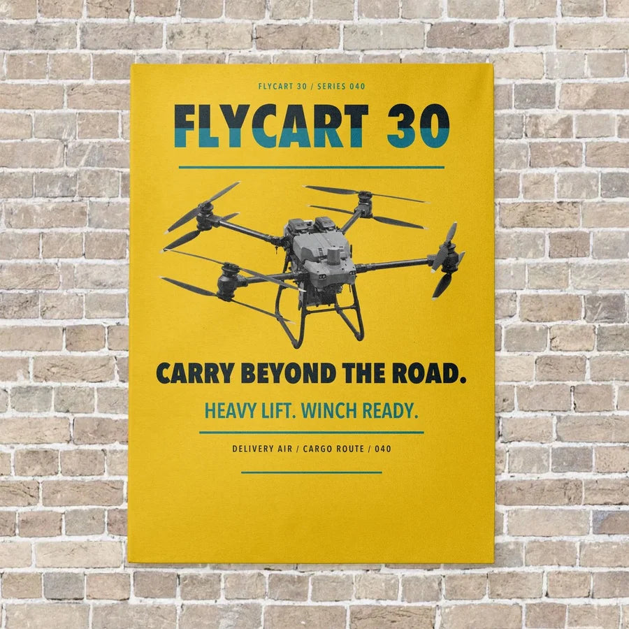 DJI FlyCart 30 vertical canvas print - no frame - yellow background