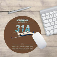 Thumbnail for Bombardier Learjet 31A design on brown round mouse pad