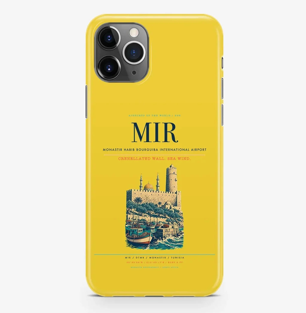 Monastir Airport (MIR) design on yellow iPhone 16 Pro MagSafe case
