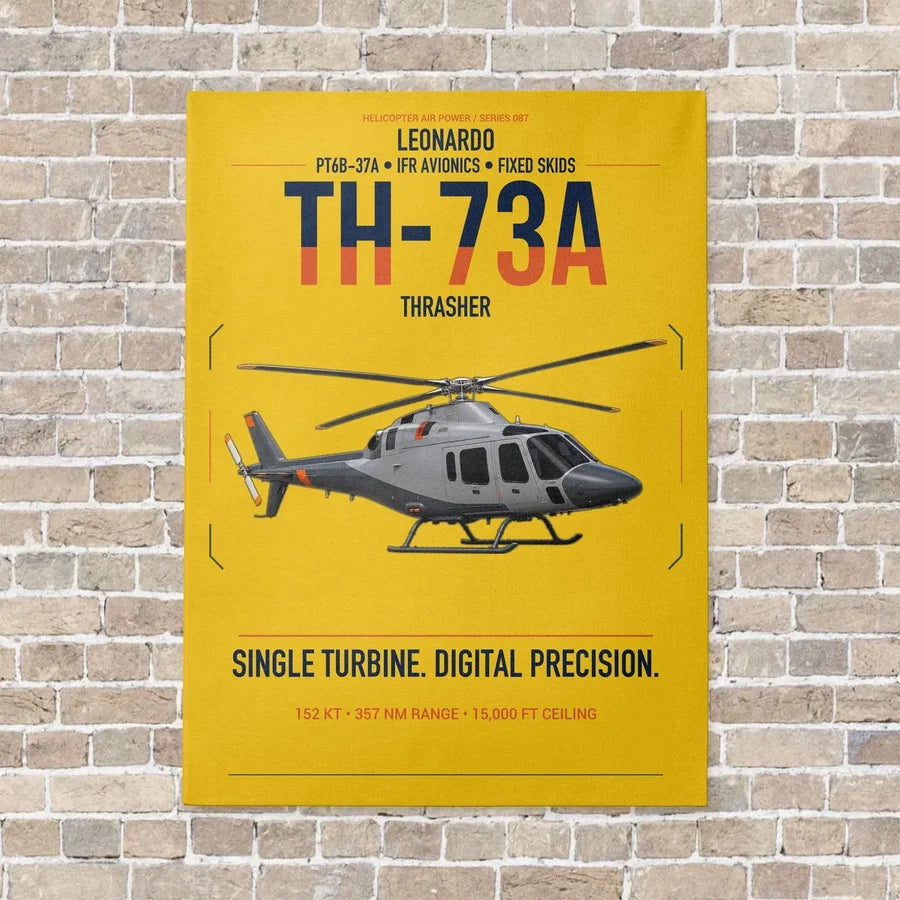 Leonardo TH-73A Thrasher vertical canvas print - no frame - yellow background