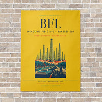 Thumbnail for Meadows Field BFL — Bakersfield vertical canvas print - no frame - yellow background