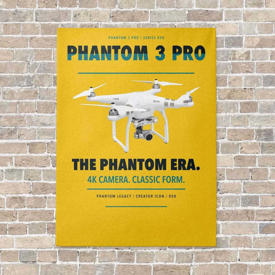 DJI Phantom 3 Professional vertical canvas print - no frame - yellow background