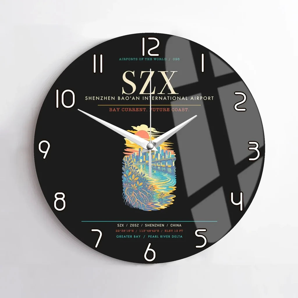 Shenzhen Bao'an International Airport SZX Wall-Clock No-Frame - Black