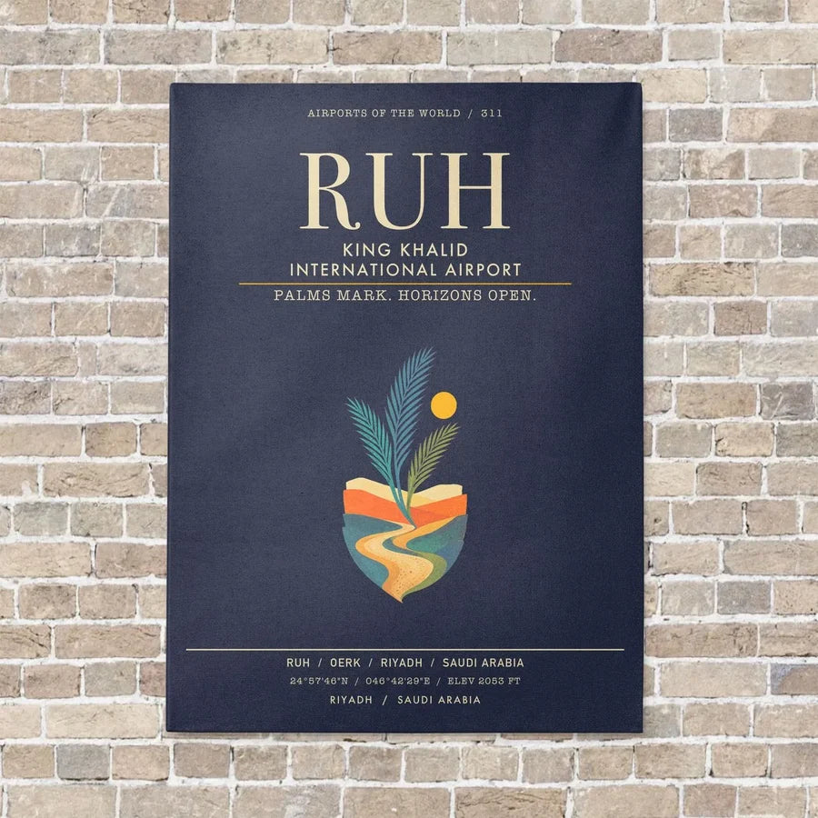King Khalid International Airport RUH - Canvas Framed - Navy Blue
