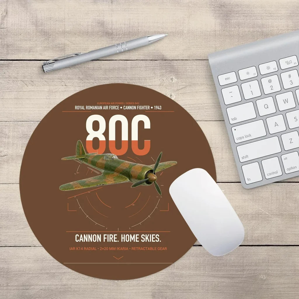 IAR 80C design on brown round mouse pad