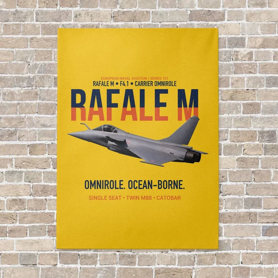 Dassault Rafale M F4.1 Carrier Omnirole Network vertical canvas print - no frame - yellow background