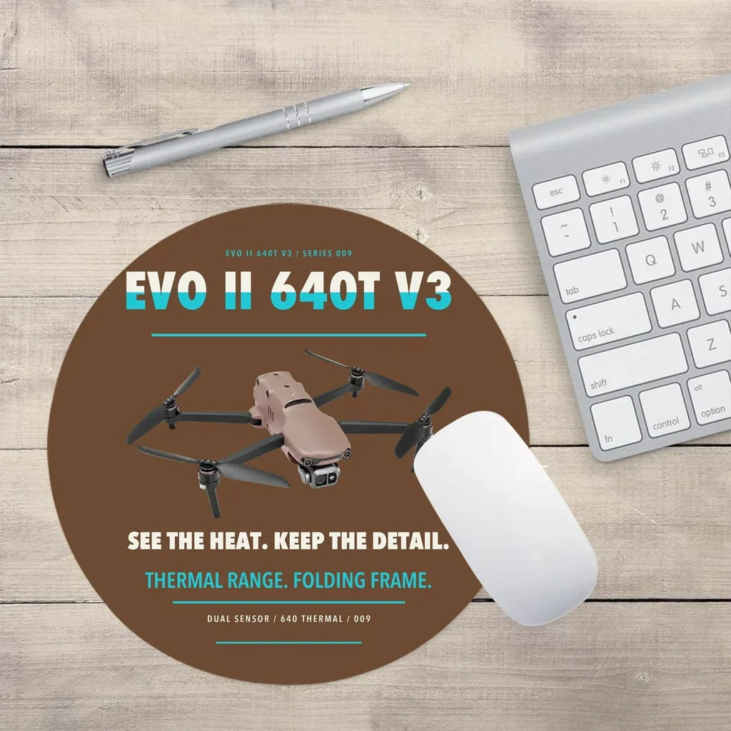 Autel EVO II Dual 640T V3 design on brown round mouse pad