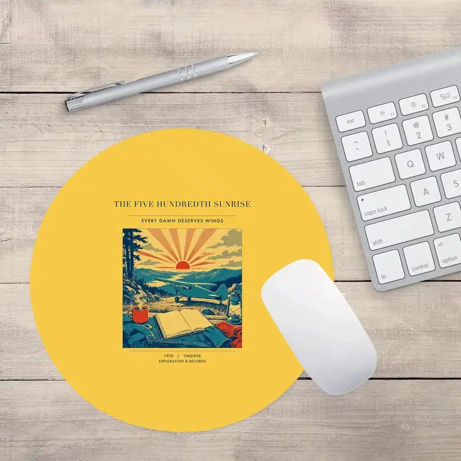 VINTAGE G4500 - The Five Hundredth Sunrise - Designed Mouse Pads design on yellow round