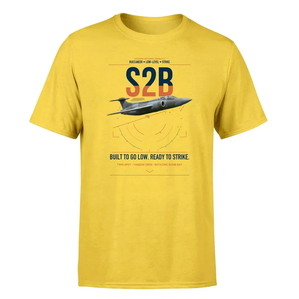 Blackburn Buccaneer S2B design on yellow t-shirt, single-side print