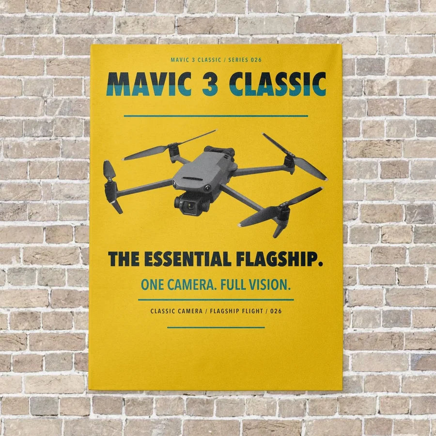 DJI Mavic 3 Classic vertical canvas print - no frame - yellow background