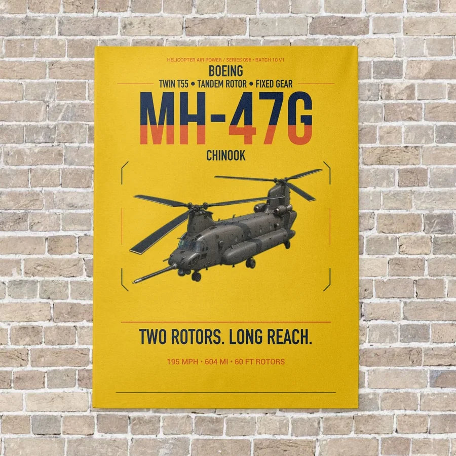Boeing MH-47G Chinook vertical canvas print - no frame - yellow background