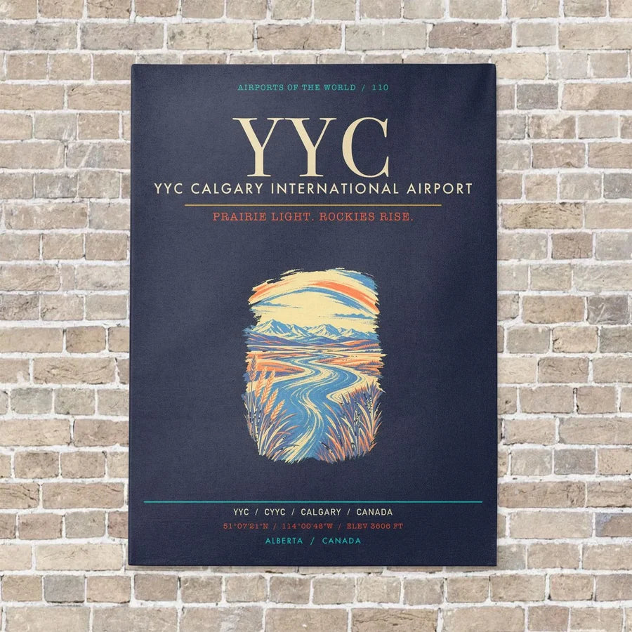 YYC Calgary International Airport - Canvas Framed - Navy Blue