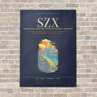 Thumbnail for Shenzhen Bao'an International Airport SZX - Canvas Framed - Navy Blue