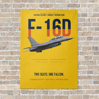 Thumbnail for F-16D Fighting Falcon Two Seats One Falcon vertical canvas print - no frame - yellow background