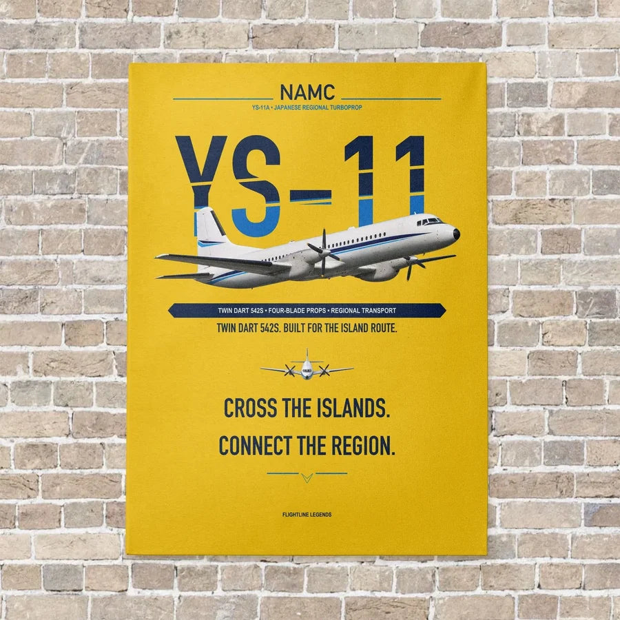 NAMC YS-11A vertical canvas print - no frame - yellow background