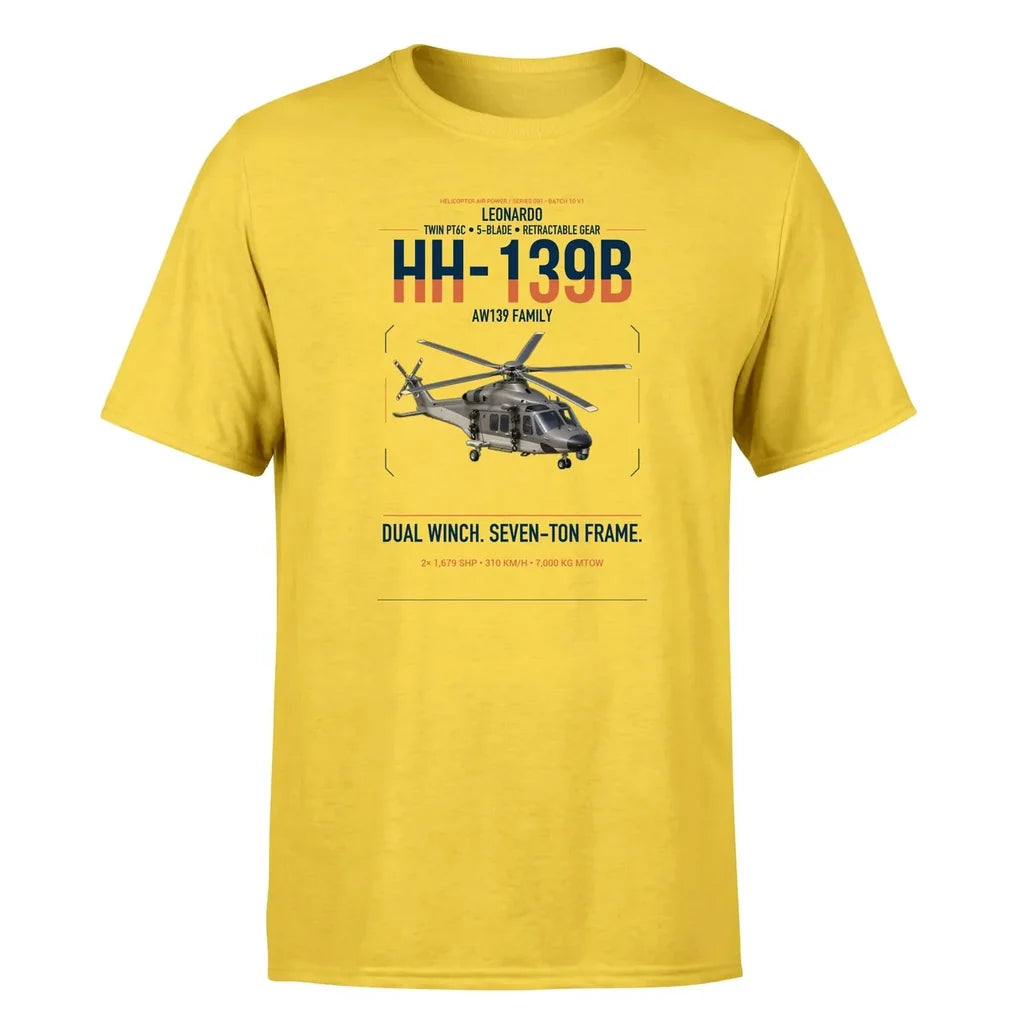 Leonardo HH-139B design on yellow t-shirt, single-side print
