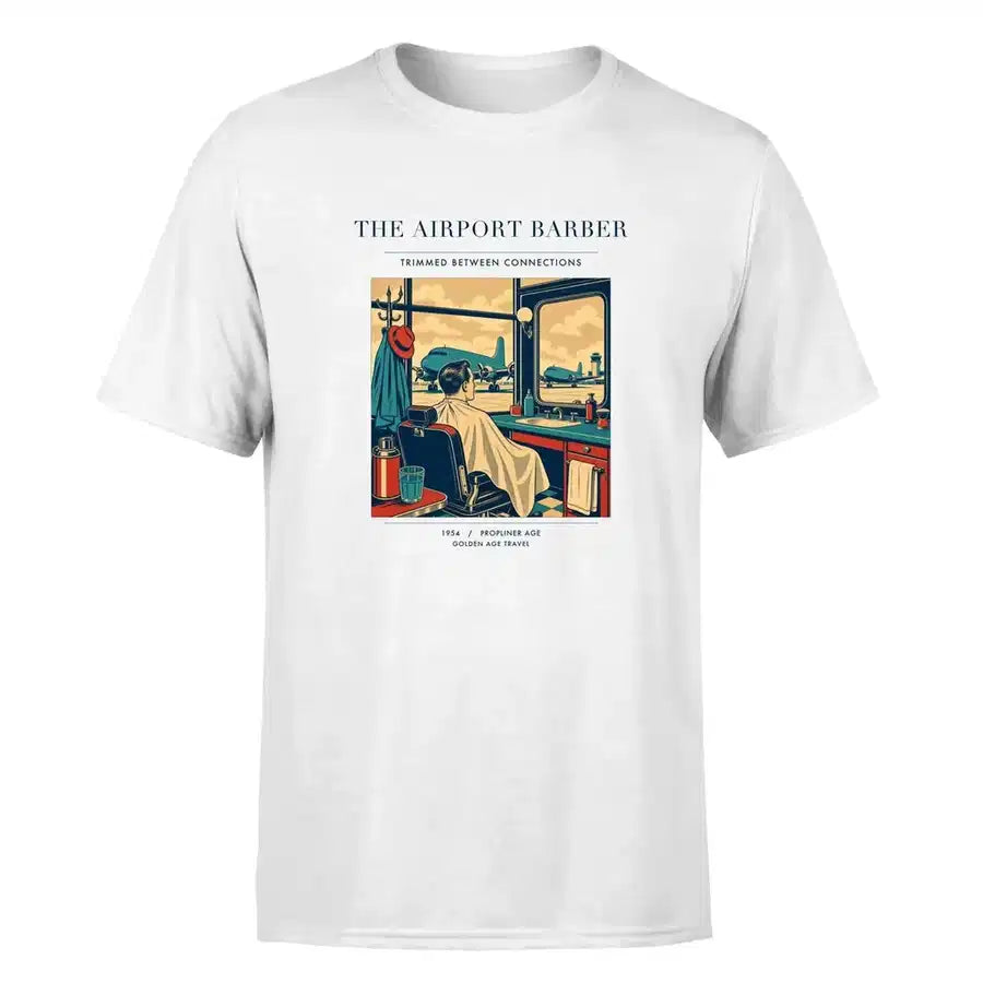 VINTAGE G4377 - The Airport Barber - Premium T-Shirt design on white premium t shirt
