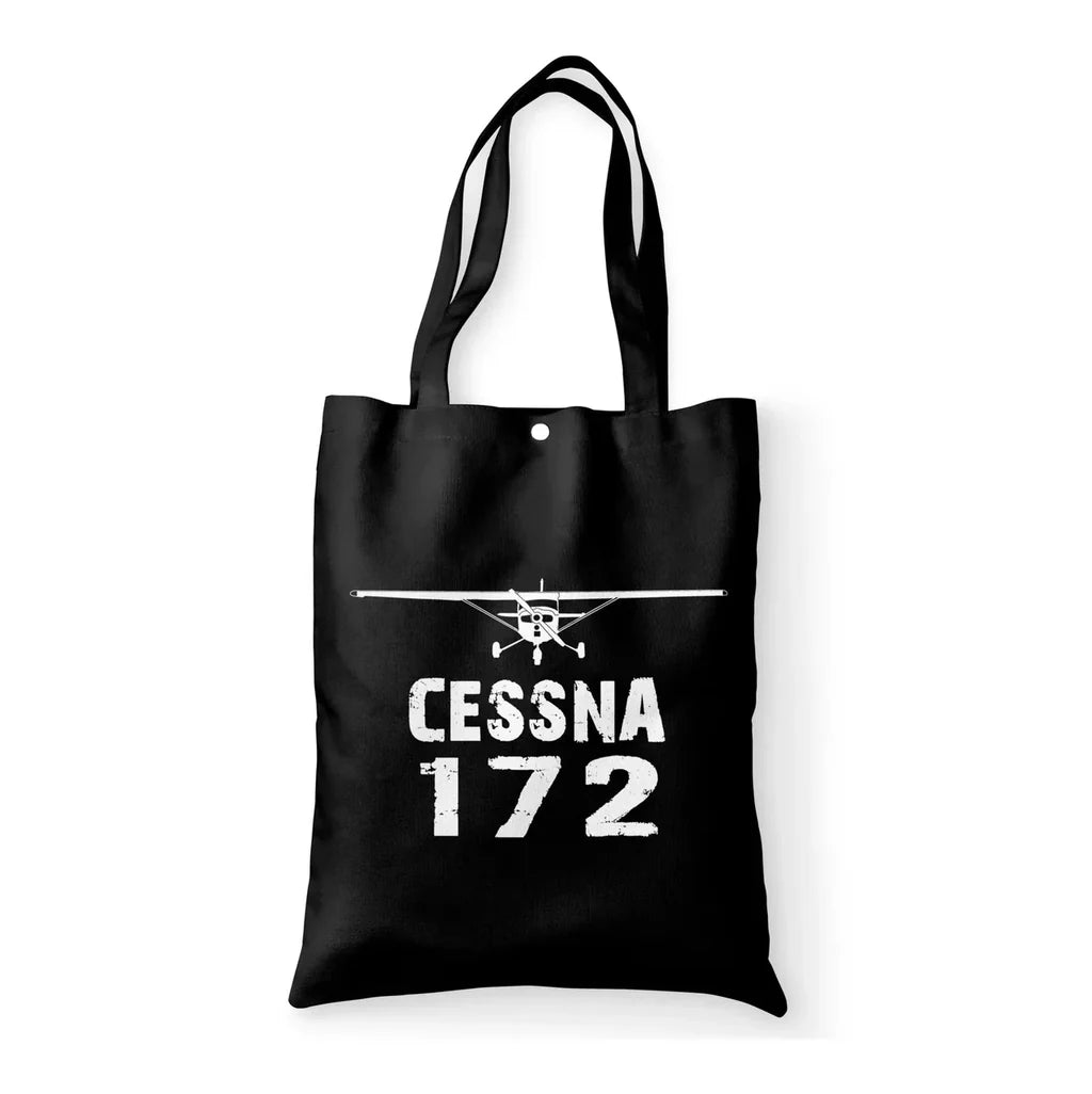 Cessna 172 & Plane aviation tote bag in canvas.