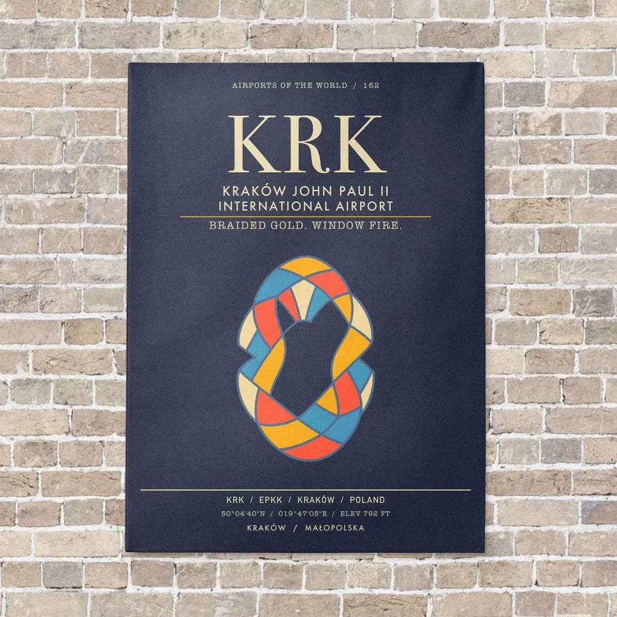 Krakow John Paul II International Airport KRK - Canvas Framed - Navy Blue