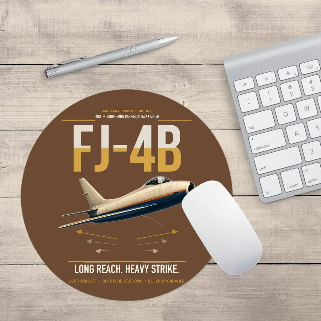 FJ-4B Fury design on brown round mouse pad