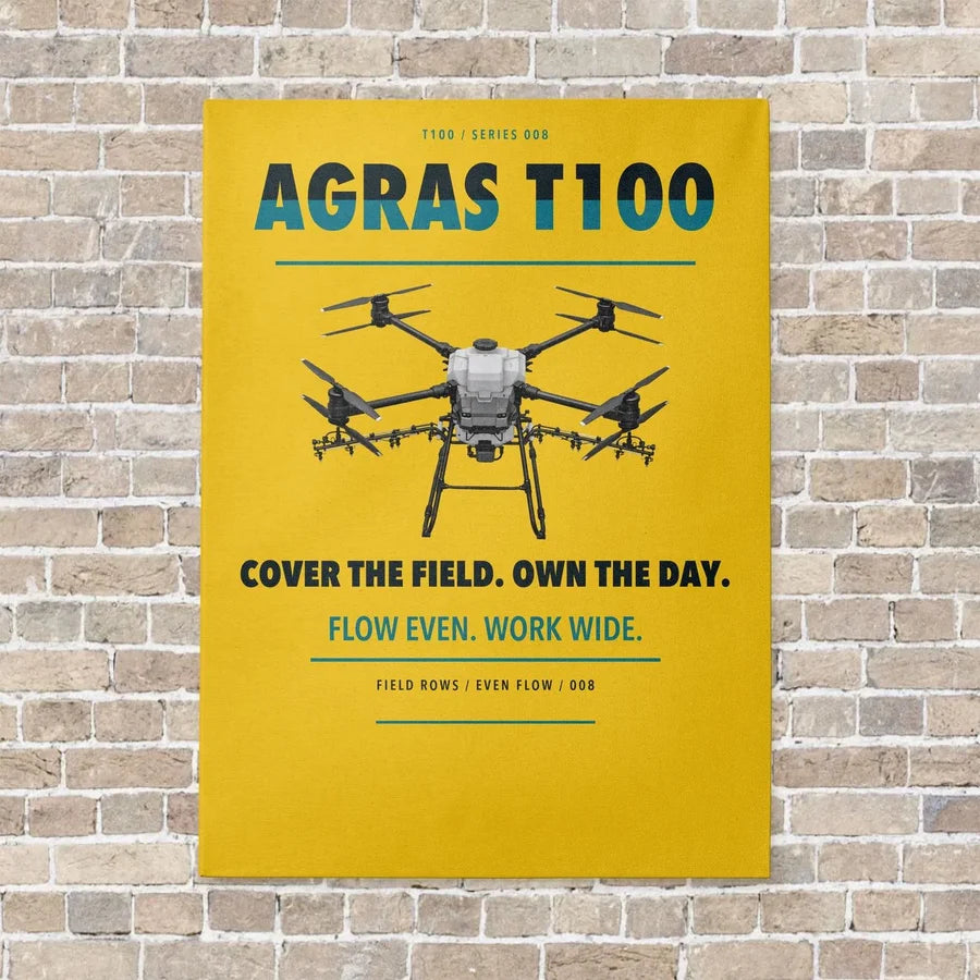 DJI Agras T100 vertical canvas print - no frame - yellow background