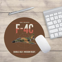 Thumbnail for F-4C Phantom II design on brown round mouse pad