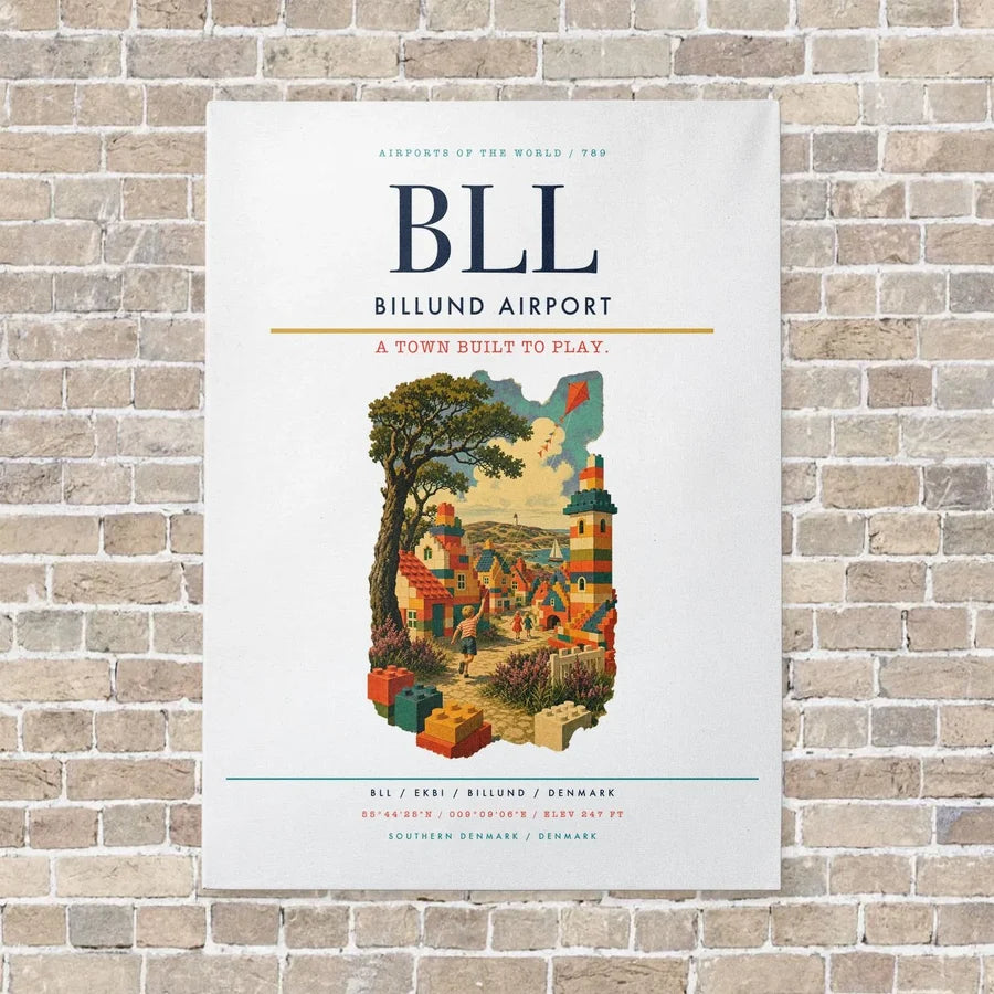 Billund Airport BLL - Canvas No Frame - White